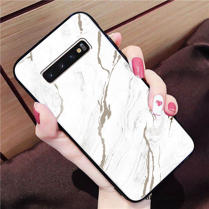 Kuori Samsung Galaxy S10 Tila Net Red Lasi, Kotelo Samsung Galaxy S10 Luova Valkoinen Tide-brändi