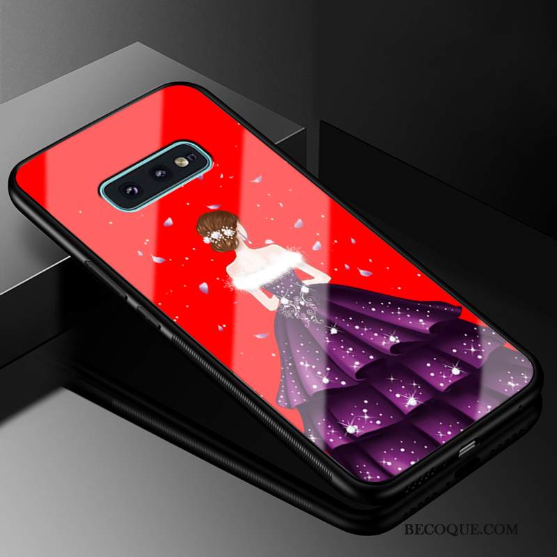Kuori Samsung Galaxy S10e Laukut Sideharso Punainen, Kotelo Samsung Galaxy S10e Suojaus Kova Lasi