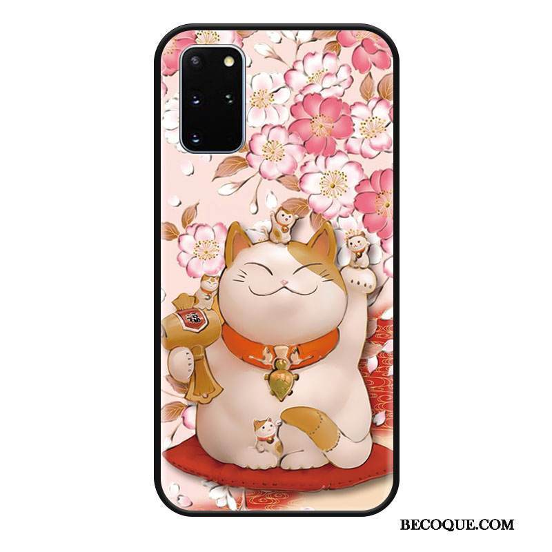 Kuori Samsung Galaxy S20 Kohokuviointi Kissa Punainen, Kotelo Samsung Galaxy S20 Silikoni Murtumaton Trendi