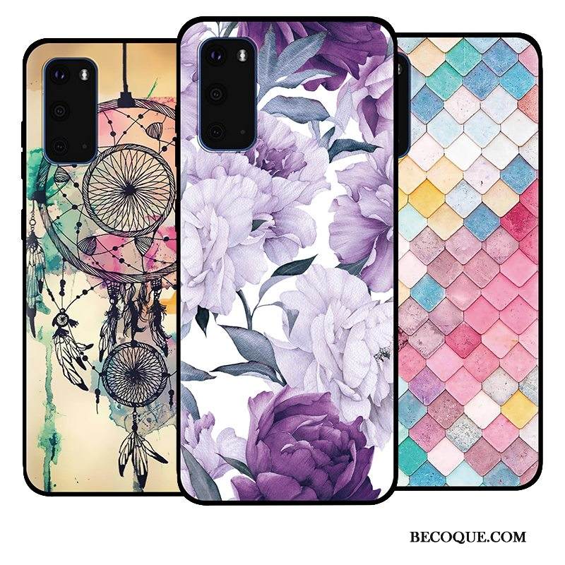 Kuori Samsung Galaxy S20 Maalaus Puhelimen Kuoret Pu, Kotelo Samsung Galaxy S20 Pehmeä Neste Musta Pesty Suede