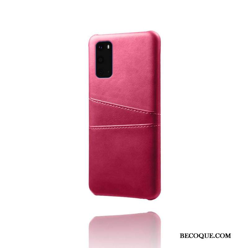 Kuori Samsung Galaxy S20 Nahka Kortti Puhelimen Kuoret, Kotelo Samsung Galaxy S20 Suojaus Punainen