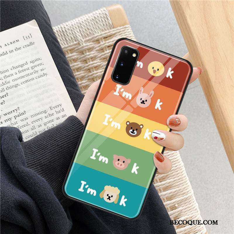 Kuori Samsung Galaxy S20 Sarjakuva Puhelimen Kuoret Net Red, Kotelo Samsung Galaxy S20 Monivärinen Rakastunut Lasi