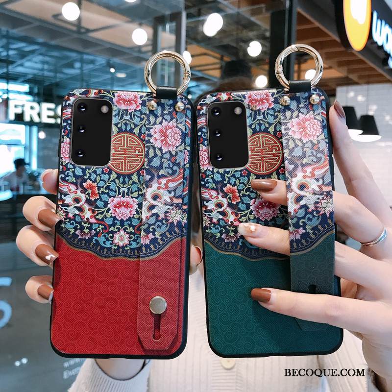 Kuori Samsung Galaxy S20 Vuosikerta Persoonallisuus Punainen, Kotelo Samsung Galaxy S20 Suojaus Puhelimen Kuoret Kukkakuvio