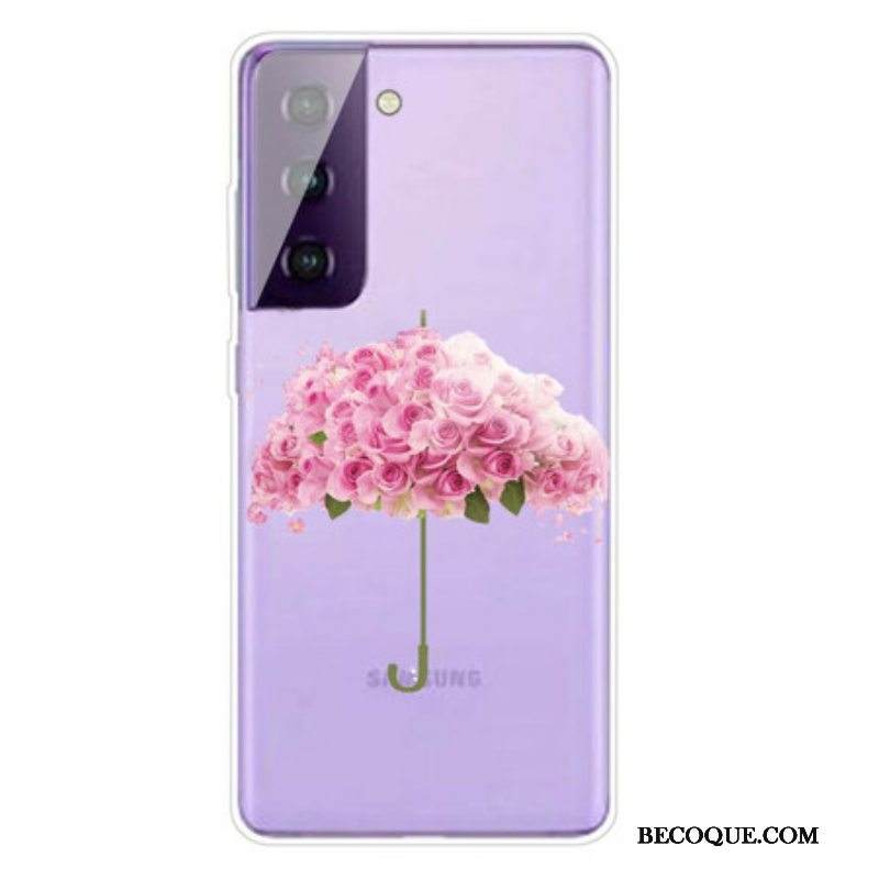 Kuori Samsung Galaxy S21 FE Sateenvarjo Ruusuissa