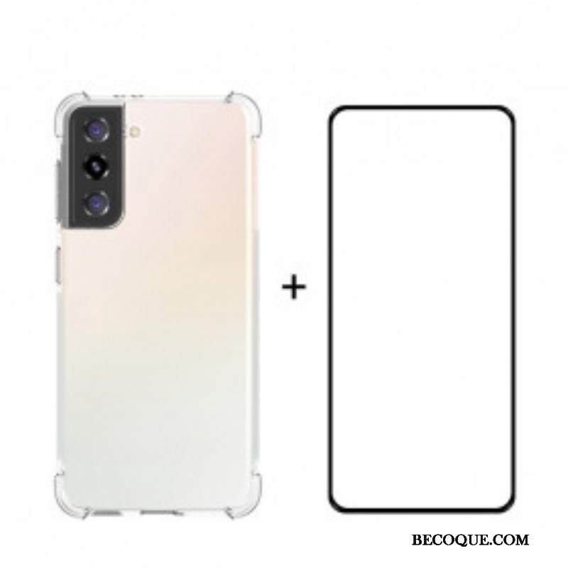 Kuori Samsung Galaxy S21 Plus 5G Enkay Combo Ja Karkaistu Lasi