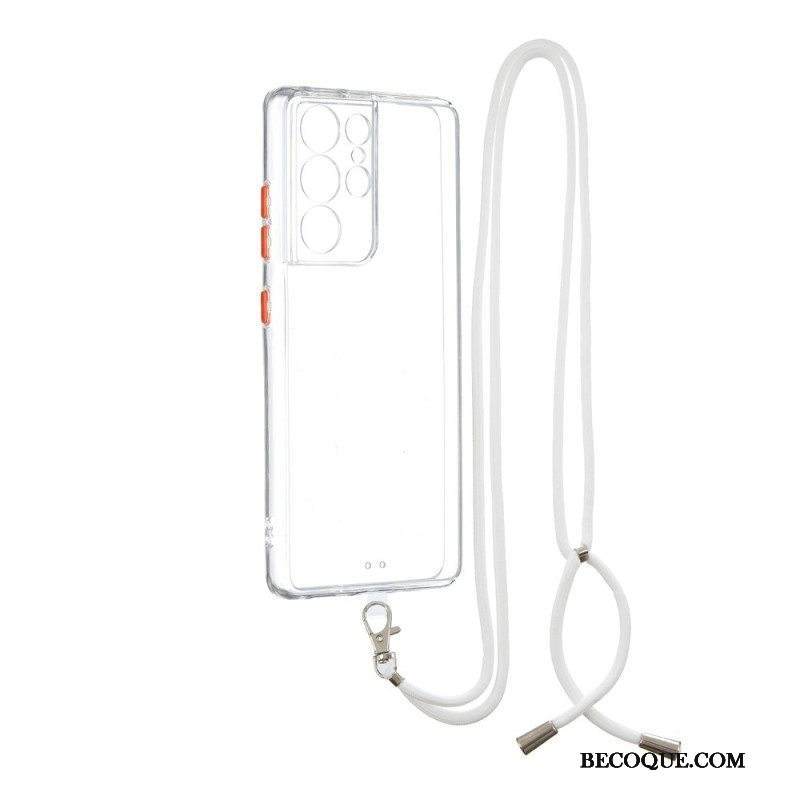 Kuori Samsung Galaxy S21 Ultra 5G Hybridi Värillisellä Johdolla