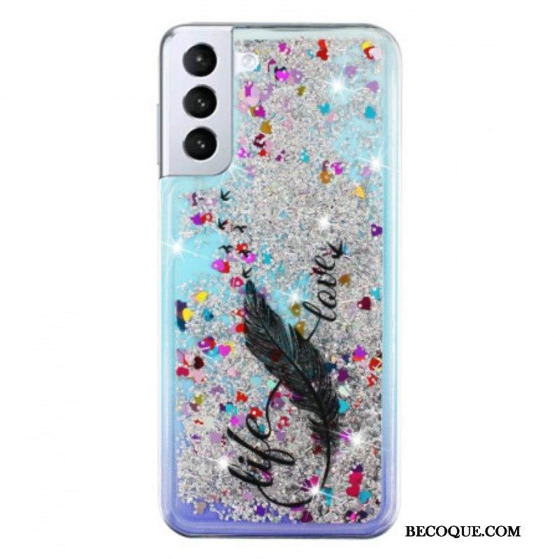 Kuori Samsung Galaxy S22 5G Life & Love Paljetteja