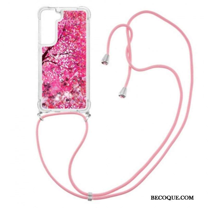 Kuori Samsung Galaxy S22 5G Paljetteja Kiristysnyörillä