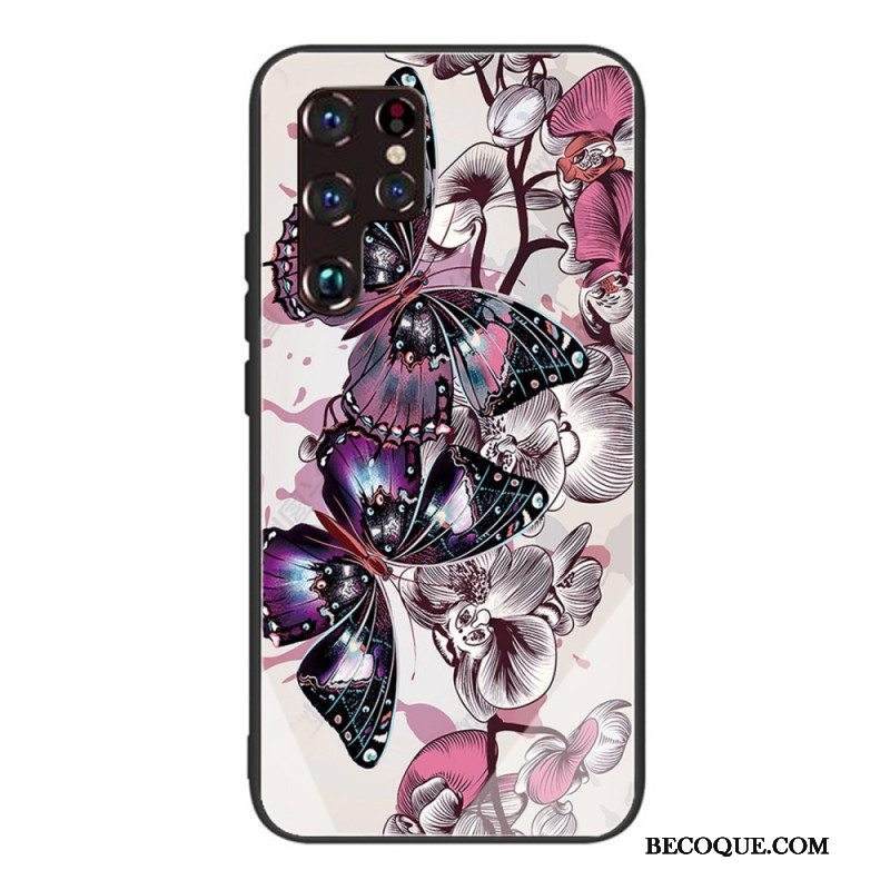 Kuori Samsung Galaxy S22 Ultra 5G Butterflies Variation Karkaistu Lasi