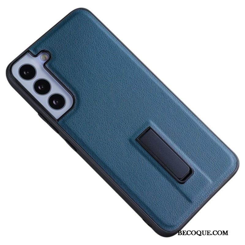 Kuori Samsung Galaxy S23 Plus 5G Keinonahkaa Jalustalla