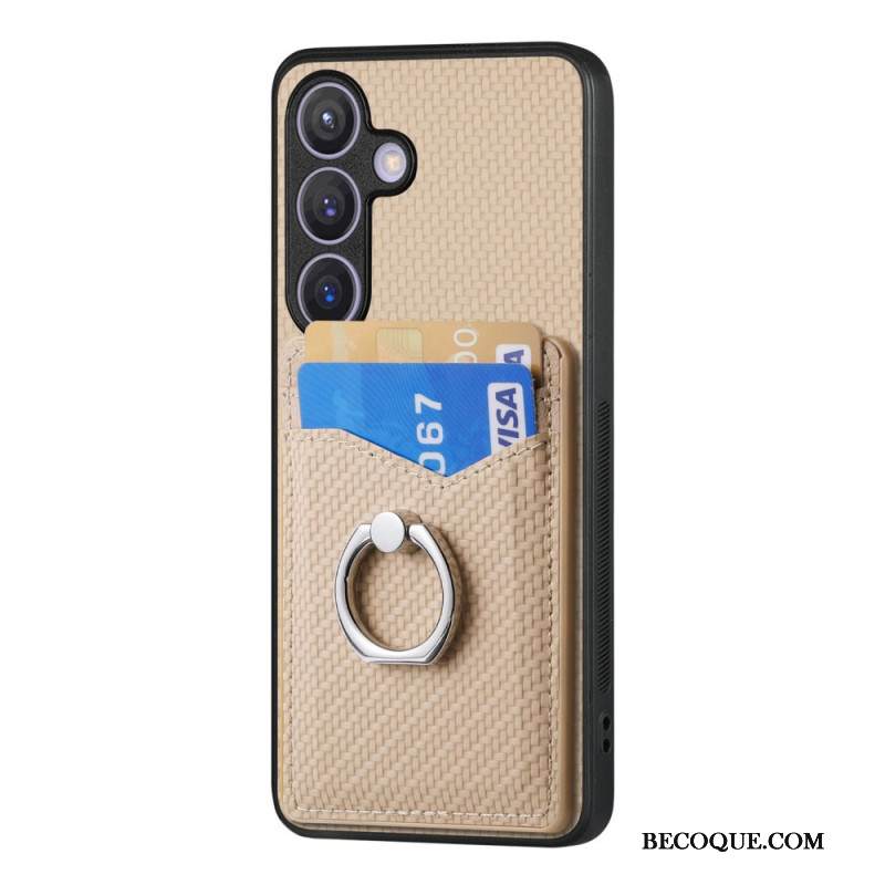 Kuori Samsung Galaxy S25 5g Hiilikuituinen Korttikotelo Ja Rengasteline