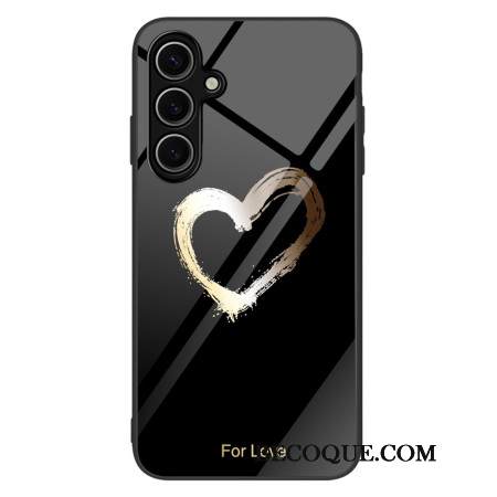 Kuori Samsung Galaxy S25 5g Kultainen Sydän Mustalla Taustalla