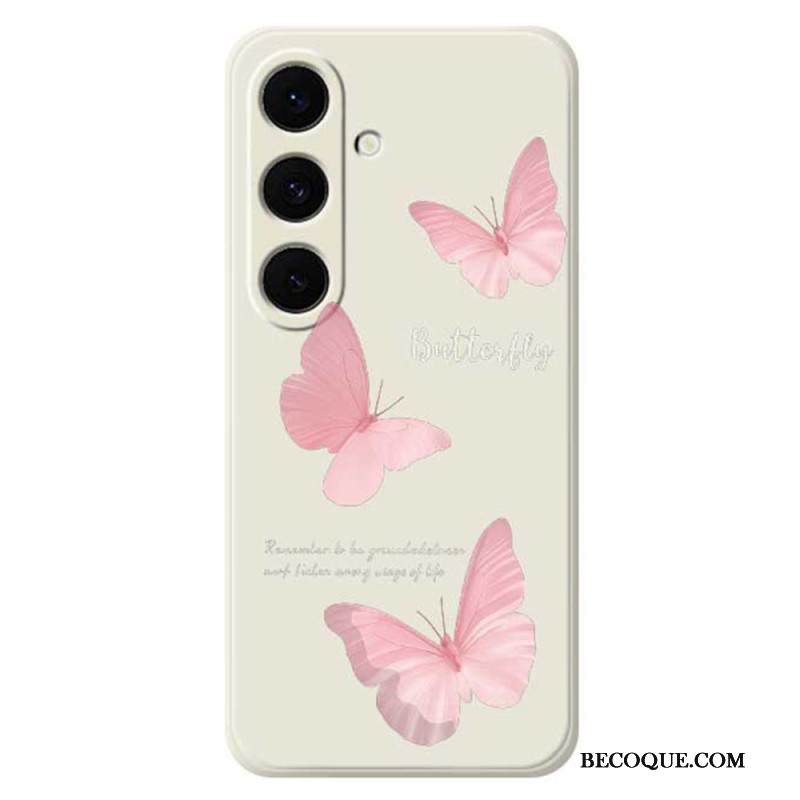 Kuori Samsung Galaxy S25 Fe Vaaleanpunainen Perhos-silikoni Suojakuori