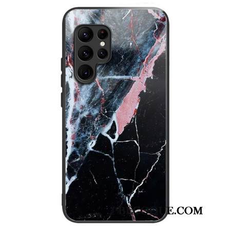 Kuori Samsung Galaxy S25 Ultra 5g Mustavalkoinen Marmori Karkaistu Lasi Suojakuori