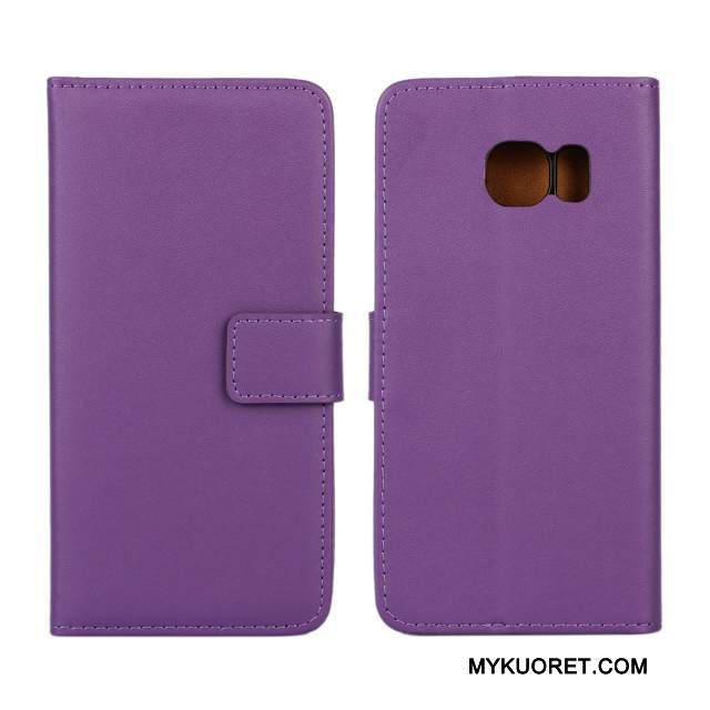 Kuori Samsung Galaxy S6 Edge Kuoret Kukkakuvio Violetti, Kotelo Samsung Galaxy S6 Edge Nahka