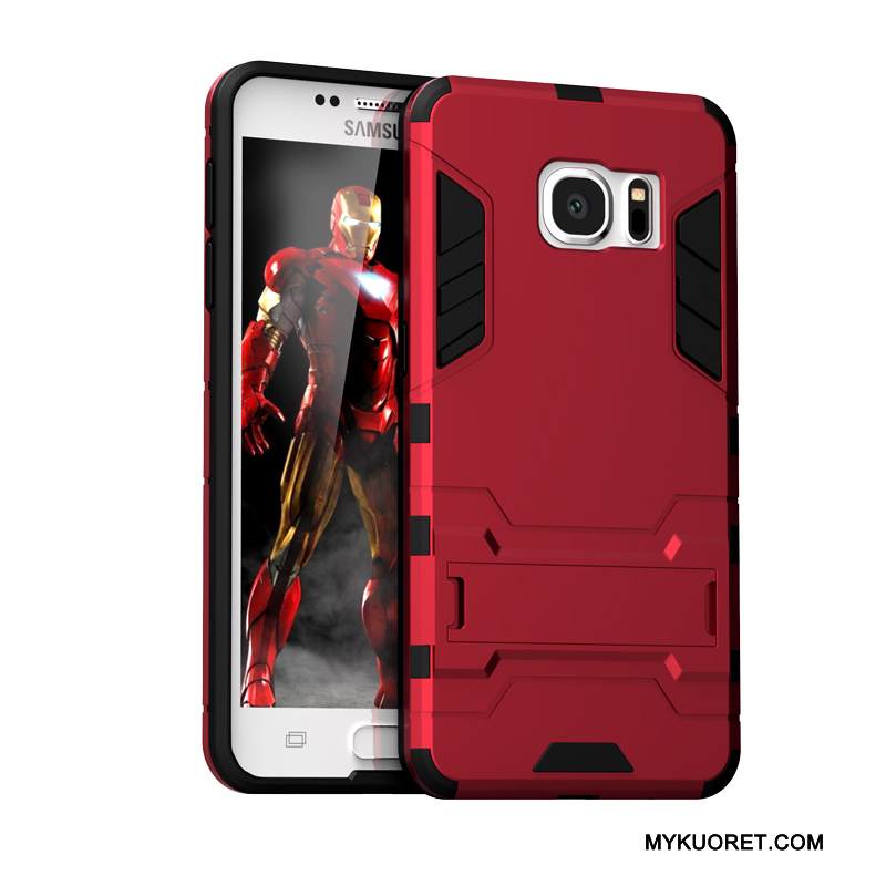 Kuori Samsung Galaxy S6 Edge + Laukut Puhelimen Kuoret Murtumaton, Kotelo Samsung Galaxy S6 Edge + Suojaus Kova Punainen