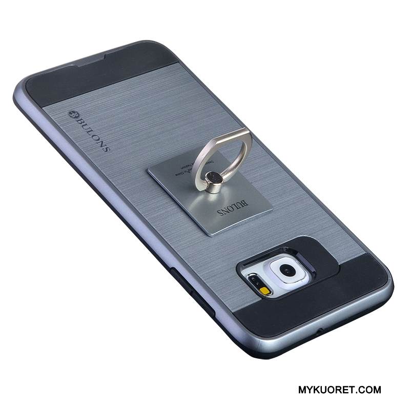 Kuori Samsung Galaxy S6 Edge + Silikoni Harmaa Hopea, Kotelo Samsung Galaxy S6 Edge + Suojaus Murtumaton Puhelimen Kuoret