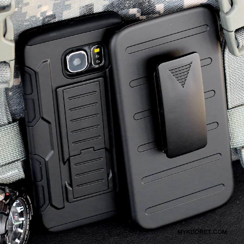 Kuori Samsung Galaxy S6 Edge + Suojaus Bear Musta, Kotelo Samsung Galaxy S6 Edge + Puhelimen Kuoret Murtumaton