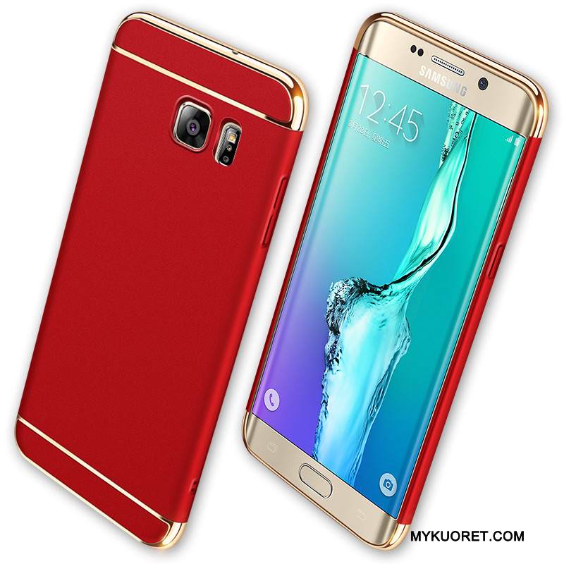 Kuori Samsung Galaxy S6 Edge Suojaus Kova Pesty Suede, Kotelo Samsung Galaxy S6 Edge Puhelimen Kuoret Punainen