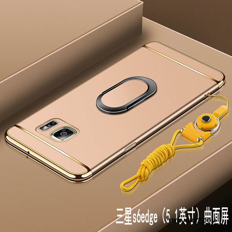 Kuori Samsung Galaxy S6 Edge Suojaus Kova Puhelimen Kuoret, Kotelo Samsung Galaxy S6 Edge Pesty Suede Kulta