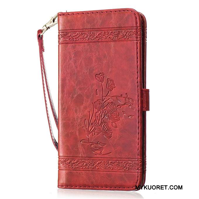 Kuori Samsung Galaxy S6 Nahka Punainen Puhelimen Kuoret, Kotelo Samsung Galaxy S6 Laukut