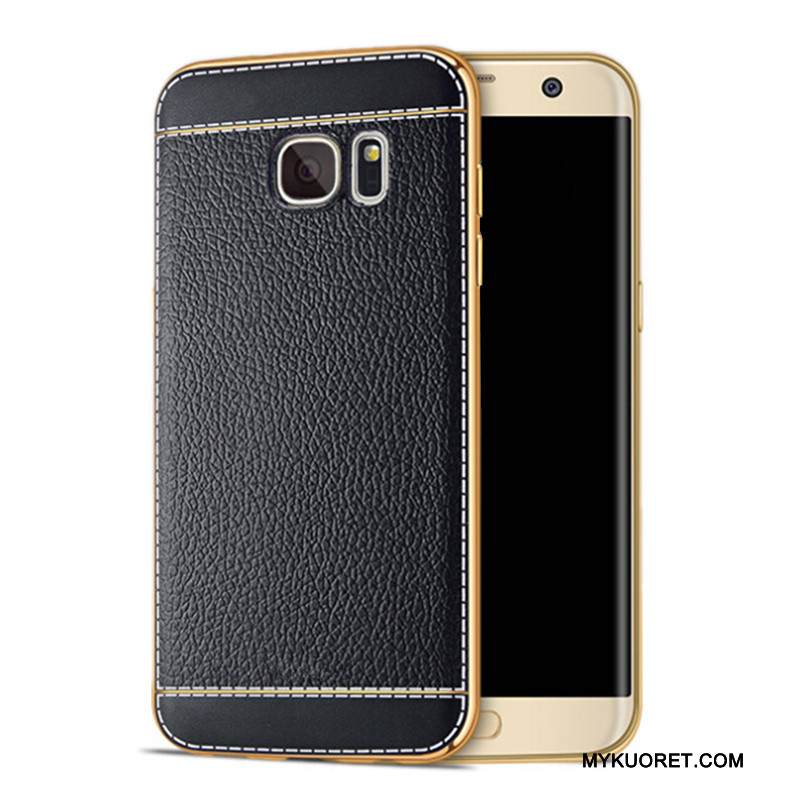 Kuori Samsung Galaxy S6 Pehmeä Neste Kukkakuvio Musta, Kotelo Samsung Galaxy S6 Nahka