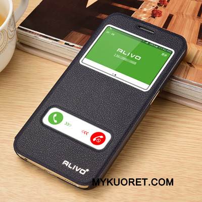 Kuori Samsung Galaxy S6 Suojaus Tummansininen Puhelimen Kuoret, Kotelo Samsung Galaxy S6 Nahka