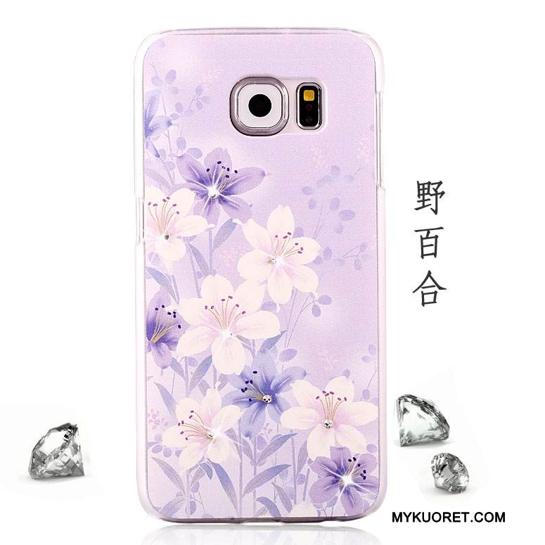 Kuori Samsung Galaxy S6 Suojaus Violetti Pesty Suede, Kotelo Samsung Galaxy S6 Maalaus Puhelimen Kuoret Murtumaton