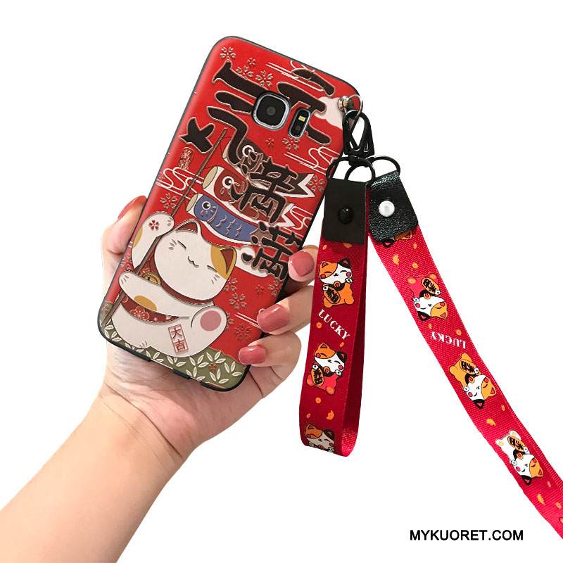 Kuori Samsung Galaxy S7 Edge Laukut Pitkä Punainen, Kotelo Samsung Galaxy S7 Edge Silikoni Lyhyet Rikkaus