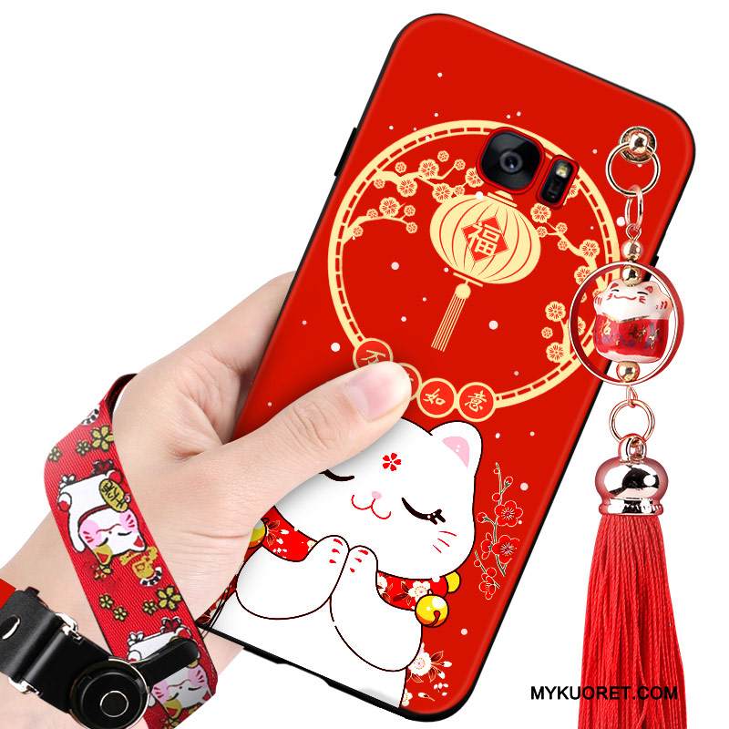 Kuori Samsung Galaxy S7 Edge Laukut Rikkaus Murtumaton, Kotelo Samsung Galaxy S7 Edge Kissa Punainen