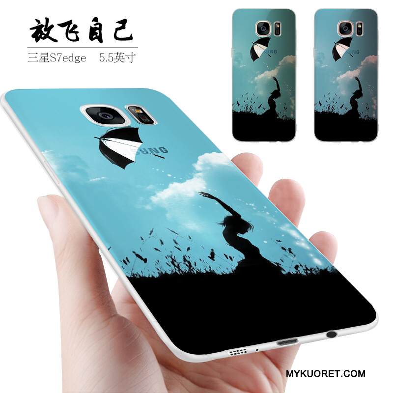 Kuori Samsung Galaxy S7 Edge Luova Murtumaton Sininen, Kotelo Samsung Galaxy S7 Edge Silikoni Persoonallisuus Puhelimen Kuoret