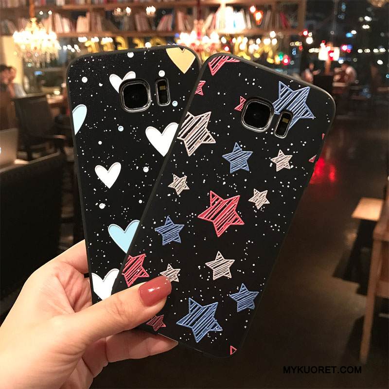 Kuori Samsung Galaxy S7 Edge Silikoni Ihana Musta, Kotelo Samsung Galaxy S7 Edge Luova Ripustettavat Koristeet Puhelimen Kuoret