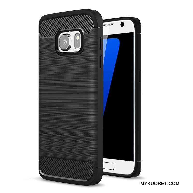 Kuori Samsung Galaxy S7 Edge Silikoni Uusi Murtumaton, Kotelo Samsung Galaxy S7 Edge Laukut Musta Pesty Suede