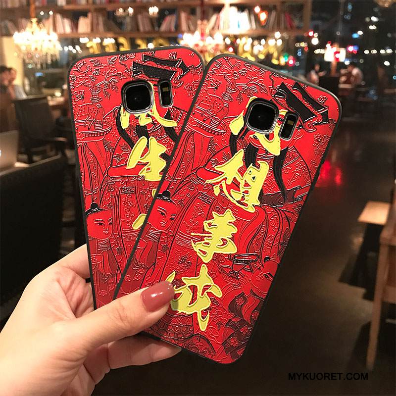 Kuori Samsung Galaxy S7 Laukut Ihana Puhelimen Kuoret, Kotelo Samsung Galaxy S7 Silikoni Ripustettavat Koristeet Punainen