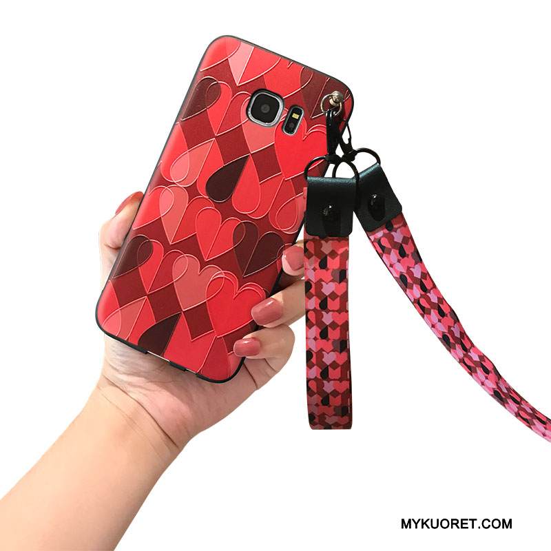 Kuori Samsung Galaxy S7 Pehmeä Neste Puhelimen Kuoret Trendi, Kotelo Samsung Galaxy S7 Laukut Persoonallisuus Punainen