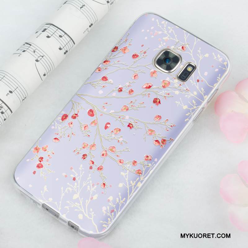 Kuori Samsung Galaxy S7 Pehmeä Neste Violetti Murtumaton, Kotelo Samsung Galaxy S7 Silikoni Ohut Vaalean
