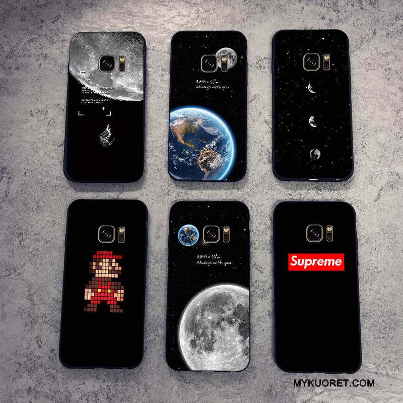 Kuori Samsung Galaxy S7 Silikoni Ripustettavat Koristeet Puhelimen Kuoret, Kotelo Samsung Galaxy S7 Tuki Murtumaton Musta