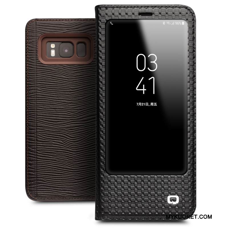 Kuori Samsung Galaxy S8 Kuoret Puhelimen Kuoret Musta, Kotelo Samsung Galaxy S8 Nahka Avaa Ikkuna