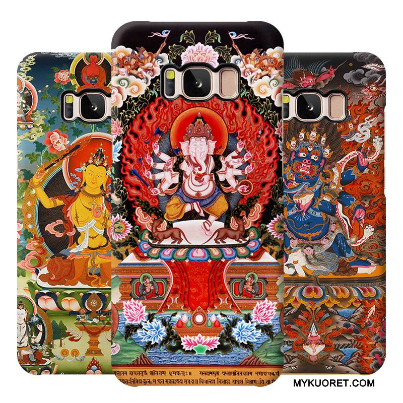 Kuori Samsung Galaxy S8 Monivärinen Taide Buddha, Kotelo Samsung Galaxy S8 Murtumaton Pesty Suede