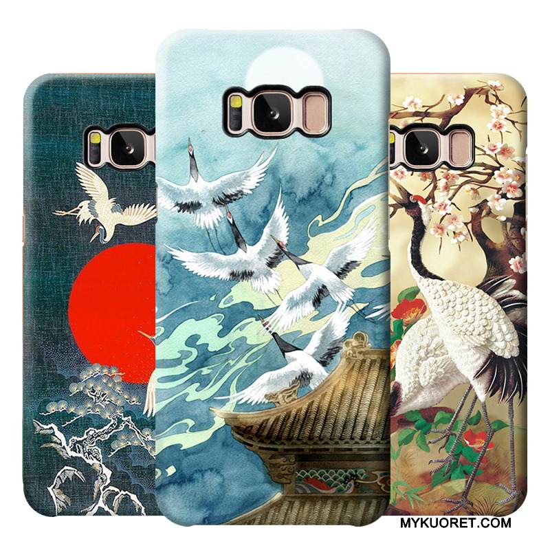 Kuori Samsung Galaxy S8 Monivärinen Taide Nosturi, Kotelo Samsung Galaxy S8 Puhelimen Kuoret Pesty Suede