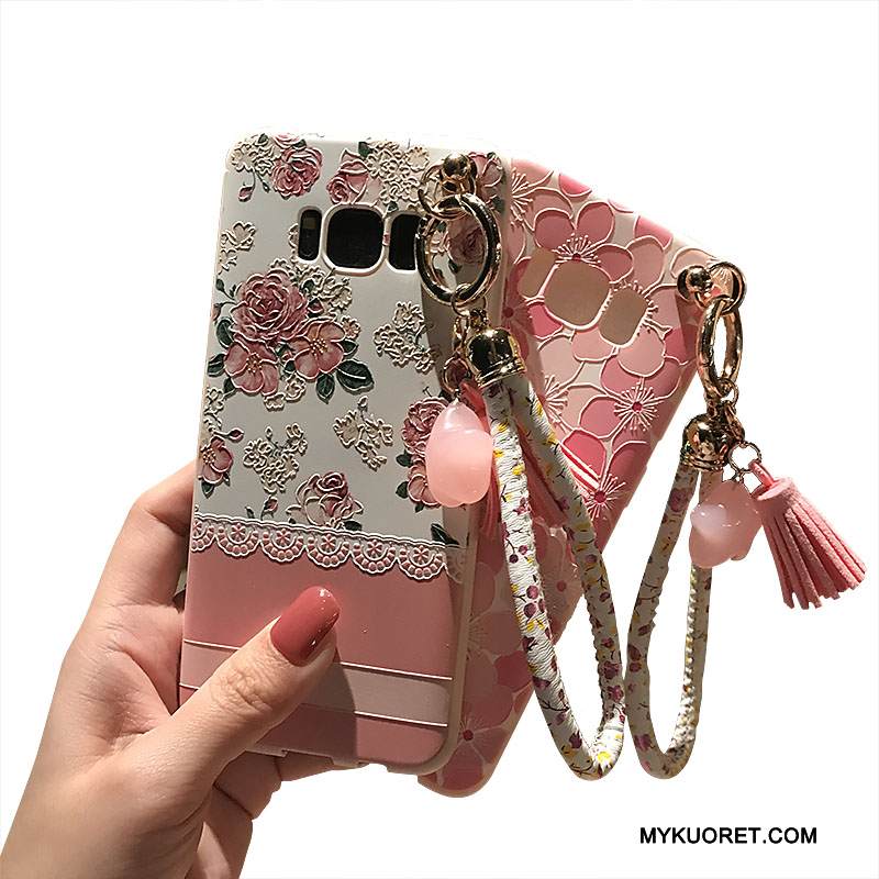 Kuori Samsung Galaxy S8+ Pehmeä Neste Kissa Kukka, Kotelo Samsung Galaxy S8+ Tuki Puhelimen Kuoret Pesty Suede