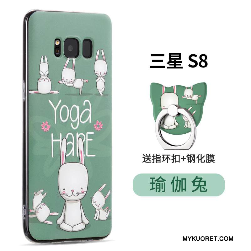 Kuori Samsung Galaxy S8 Sarjakuva Läpinäkyvä Vihreä, Kotelo Samsung Galaxy S8 Suojaus Pesty Suede Murtumaton