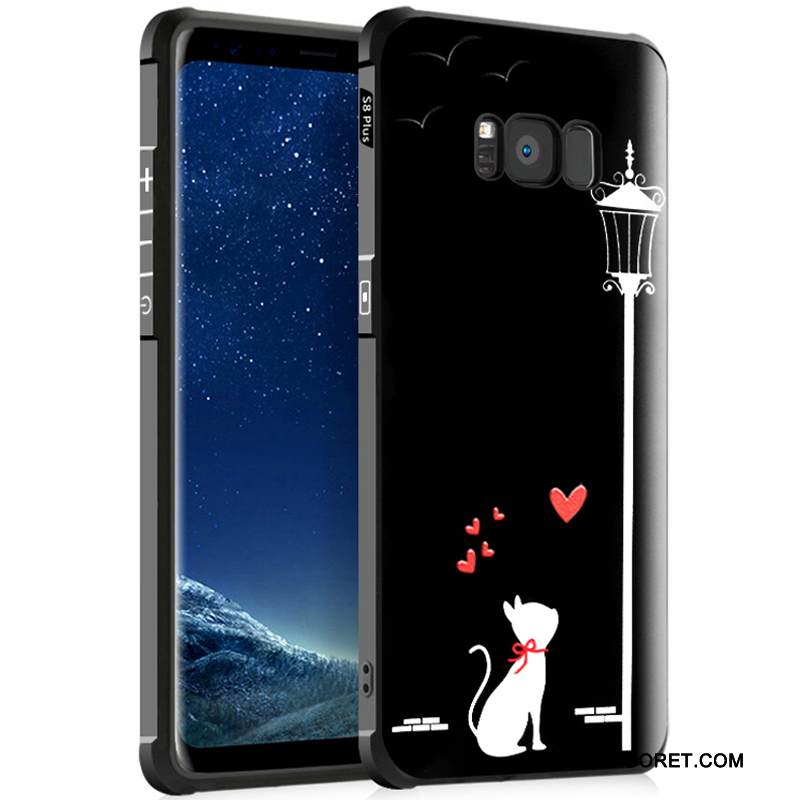 Kuori Samsung Galaxy S8+ Silikoni Murtumaton Suupaltti, Kotelo Samsung Galaxy S8+ Sarjakuva Pesty Suede Musta
