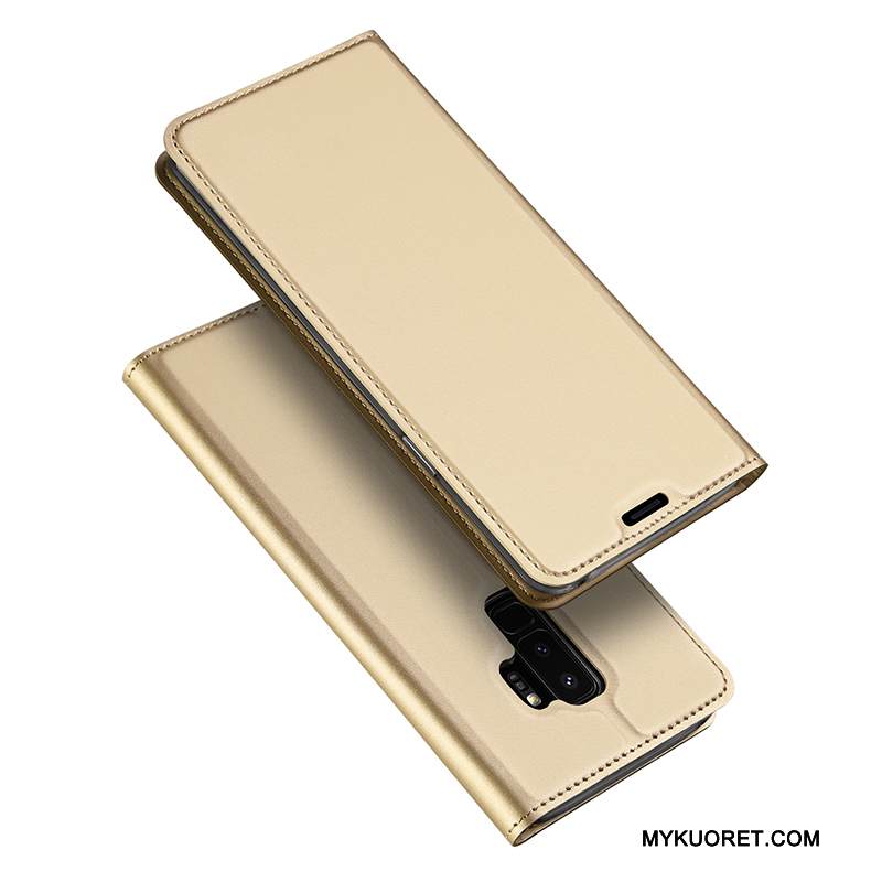 Kuori Samsung Galaxy S9+ Nahka Uusi Kulta, Kotelo Samsung Galaxy S9+ Suojaus Kortti Murtumaton