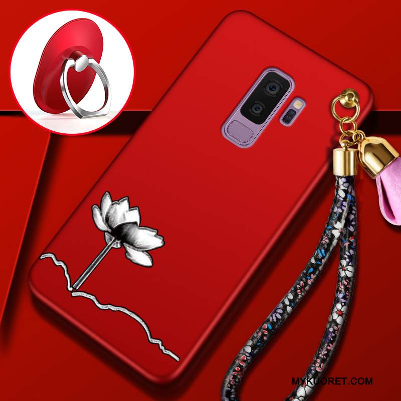 Kuori Samsung Galaxy S9+ Pehmeä Neste Murtumaton Trendi, Kotelo Samsung Galaxy S9+ Laukut Pesty Suede Punainen