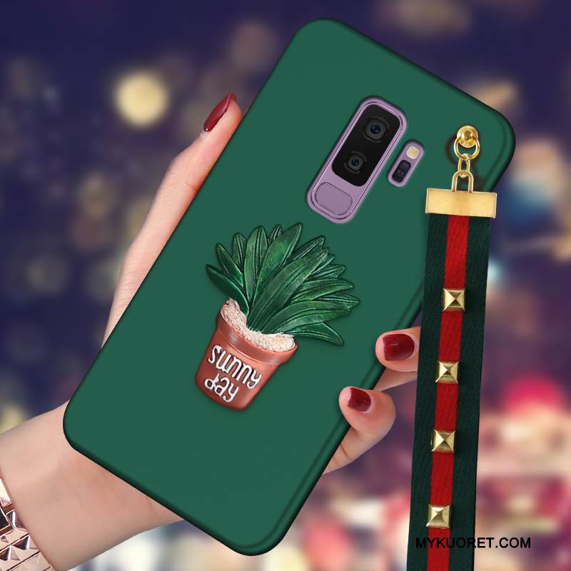 Kuori Samsung Galaxy S9 Silikoni Persoonallisuus Puhelimen Kuoret, Kotelo Samsung Galaxy S9 Luova Tummanvihreä Pesty Suede