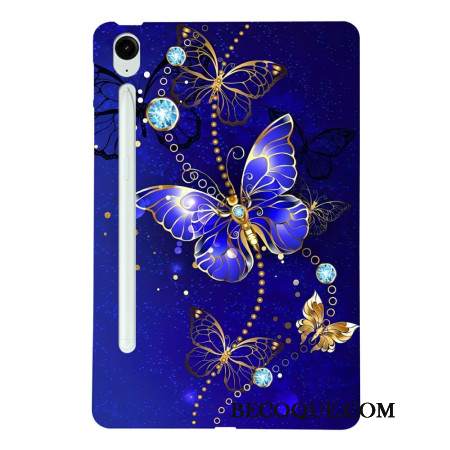 Kuori Samsung Galaxy Tab S10 Fe Plus Sinisiä Ja Kultaisia Perhosia