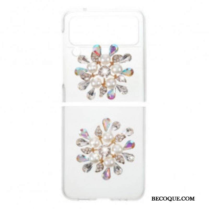 Kuori Samsung Galaxy Z Flip 3 5G Kotelot Flip Kukkainen Jalokivi