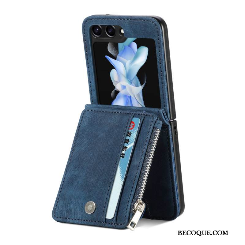 Kuori Samsung Galaxy Z Flip 7 Fe Retro Jalusta Ja Vetoketjullinen Korttipidike