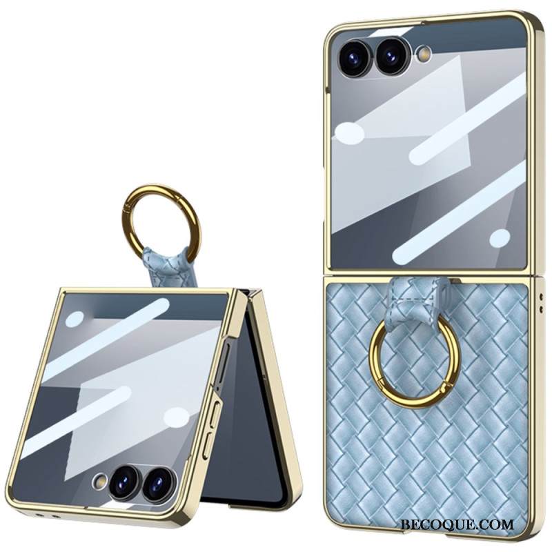 Kuori Samsung Galaxy Z Flip 7 Kudottu Kuviointi Sormuspidikkeellä